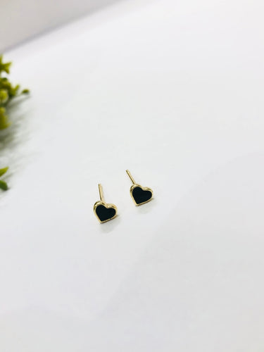 Small Black Heart Stud Earrings